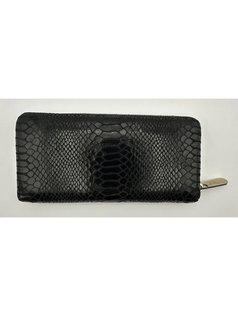 Michael Kors Jet Set Travel Black Snakeskin Embossed Continental Wallet